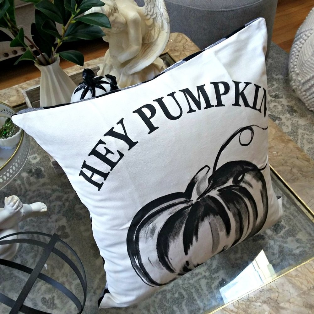 NEW! FARMHOUSE Cottage "Hey Pumpkin" 20" PILLOW - Picture 2 of 3
